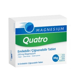 Assos Magnesium Quatro 32 Magnezyum İçerikli Emilebilir-Çiğnenebilir Tablet - Assos