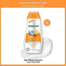 Bebak Kids SPF 50+ Suya Dayanıklı Yüksek Koruma Güneş Losyonu 200 ml - Bebak