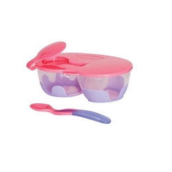 Bebedor 2 Bölmeli Tabak&Kaşık Seti Pembe - Bebedor