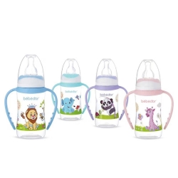 Bebedor Desenli Kulplu Biberon 125ml 3+ Mor - Bebedor (1)