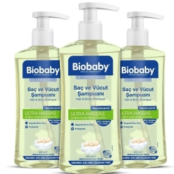 Biobaby Ultra Hassas Bebek & Çocuklar İçin Saç ve Vücut Şampuanı 3x500ml - Biobaby