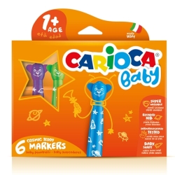 Carioca Teddy Jumbo Bebek Süper Yıkanabilir Keçeli Boya Kalemi 6 Renk - Carioca