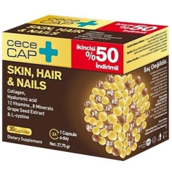 Cececap Skin Hair & Nails Takviye Edici Gıda 2x30 Kapsül İkincisi %50 - CeceMed