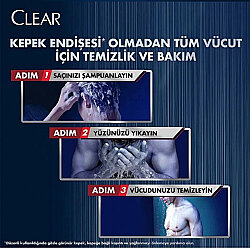 Clear Men 3 in 1 Arındırıcı Kömür Şampuan & Duş Jeli 350ml - 5