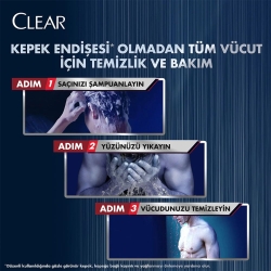 Clear Men 3'ü 1 Arada Arındırıcı Kömür Şampuan & Duş Jeli 350ml - 5