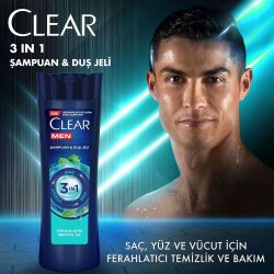 Clear Men 3'ü 1 Arada Ferahlatıcı Mentol Şampuan & Duş Jeli 350ml - 2
