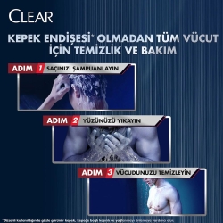 Clear Men 3'ü 1 Arada Ferahlatıcı Mentol Şampuan & Duş Jeli 350ml - 5