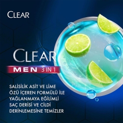 Clear Men 3'ü 1 Arada Yağlanma Karşıtı Lime Özlü Şampuan 350ml - 6