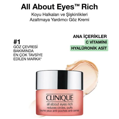 Clinique All About Eyes Rich Yoğun Göz Çevresi Bakım Kremi 15 ml