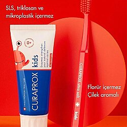 Curaprox Enzycal Kids Çilek Aromalı Florürsüz Çocuk Diş Macunu 60 ml - 3