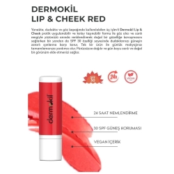 Dermokil Renkli Dudak ve Yanak Nemlendirici Bakım Kremi spf 30 Red - 3