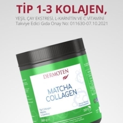 Dermoten Matcha Collagen (Tip I & Tip III Kolajen, Matcha, L-Karnitin) 300gr - 2