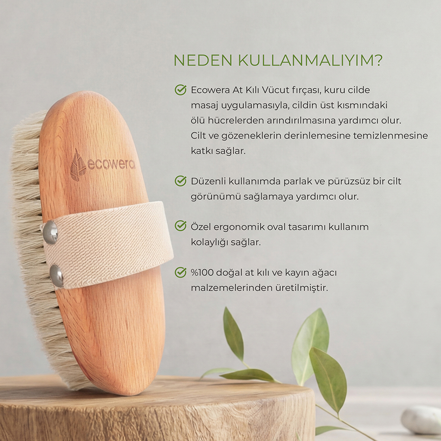 Ecowera Doğal At Kılı Selülit ve Vücut Fırçası - 4