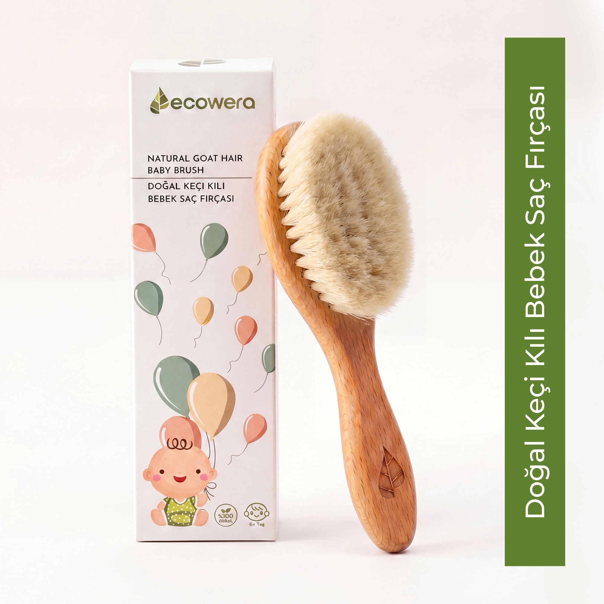 Ecowera Doğal Keçi Kılı Bebek Saç Fırçası - Ecowera
