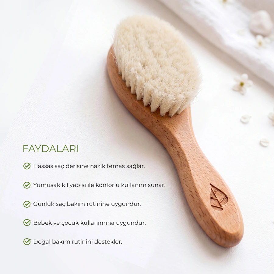 Ecowera Doğal Keçi Kılı Bebek Saç Fırçası - 3