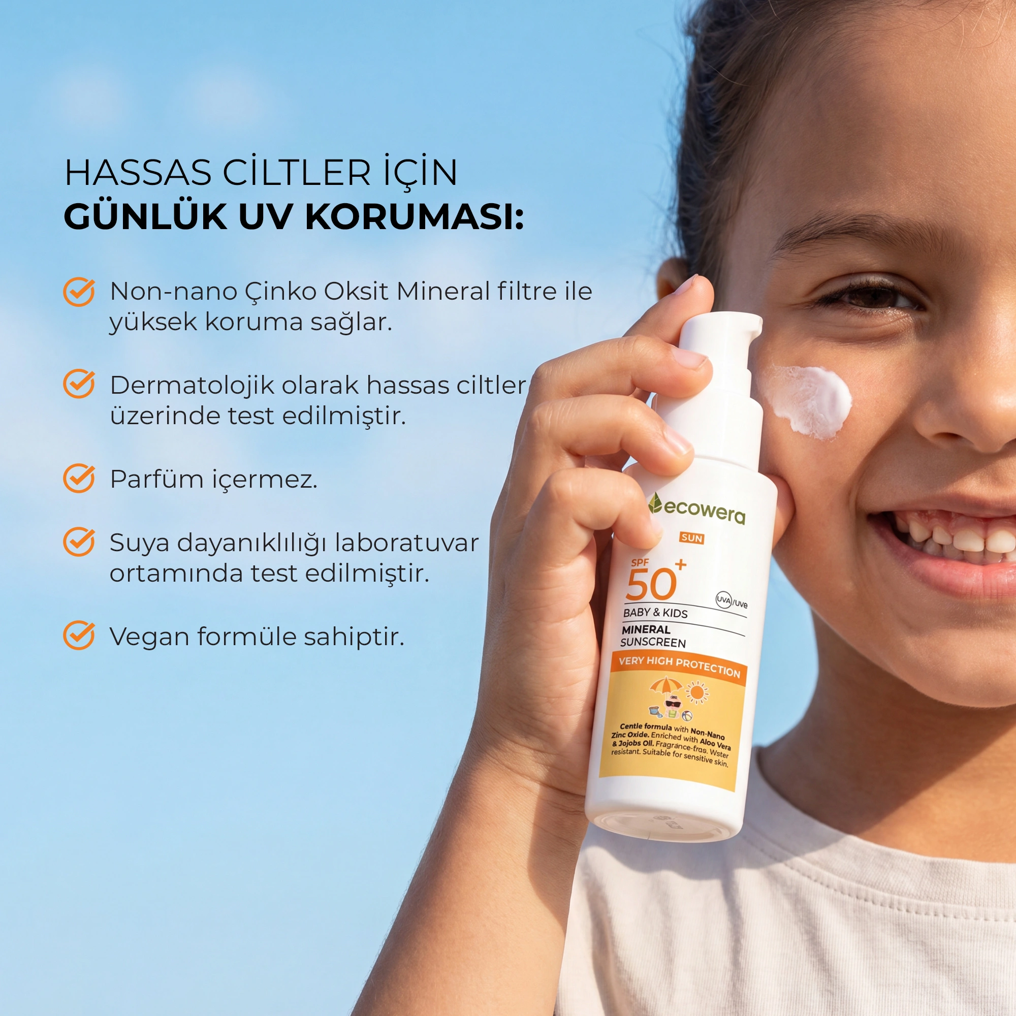 Ecowera SPF50+ Baby&Kids Mineral Güneş Kremi 100 ml - Ecowera (1)