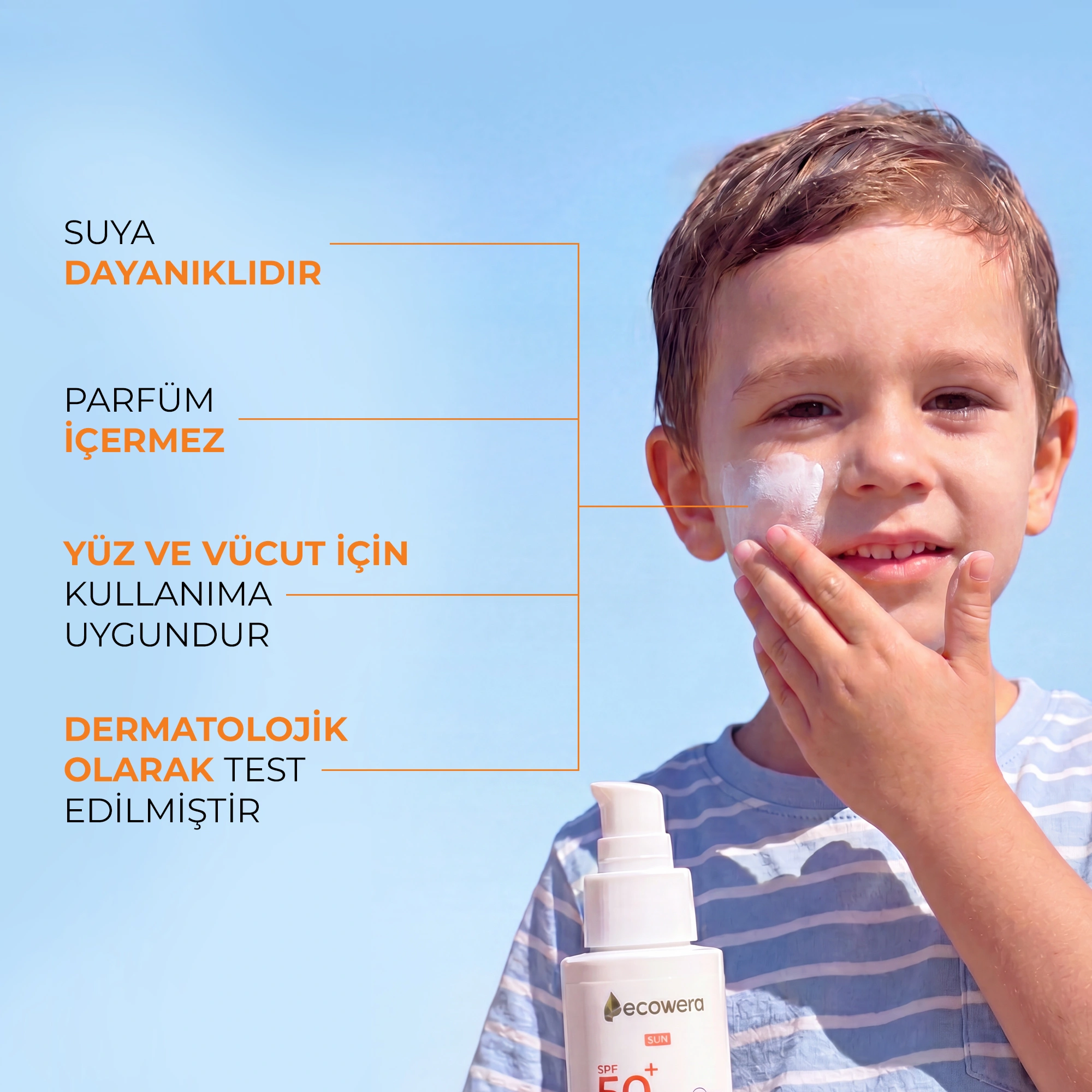 Ecowera Baby & Kids SPF 50+ Bebek ve Çocuk Mineral Güneş Kremi 100 ml - 3