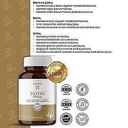 Erbatab Biotin 5000 mcg içeren takviye edici gıda 60 kapsül - 3