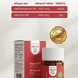 Erbatab Vitamin B12- Folik Asit B9-metilkobalamin-metilfolat takviyesi - 3