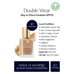 Estee Lauder Double Wear Foundation SIP Spf 10 2C1 Pure Beige Fondöten 30ml - 7