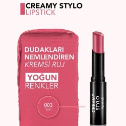 Flormar Creamy Stylo Yüksek Pigmentli & Yarı Parlak Bitişli Kremsi Ruj - 003 Rosy - 3