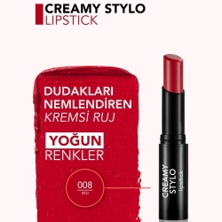 Flormar Creamy Stylo Yüksek Pigmentli & Yarı Parlak Bitişli Kremsi Ruj - 008 Red - 4