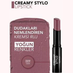 Flormar Creamy Stylo Yüksek Pigmentli & Yarı Parlak Bitişli Kremsi Ruj - 009 Grape - 3