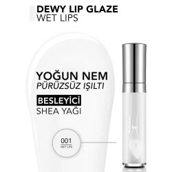 Flormar Dewy Lip Glaze Parlak & Dolgun Görünüm Veren Yapışmayan Dudak Parlatıcısı - 001 Wet Lips - 3