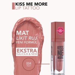 Flormar Kiss Me More Yüksek Pigmentli & Mat Bitişli Nemlendirici Likit Ruj - 004 Peach - 5