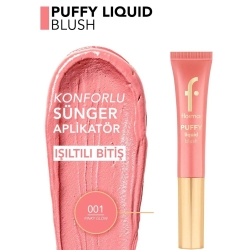 Flormar Puffy Liquid Nemlendirici Etkili & Parlak Bitişli Sünger Aplikatörlü Likit Allık - 001 Pinky Glow - 4