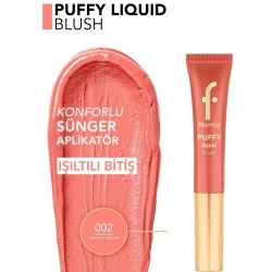 Flormar Puffy Liquid Nemlendirici Etkili & Parlak Bitişli Sünger Aplikatörlü Likit Allık - 002 Peachy Glow - 4
