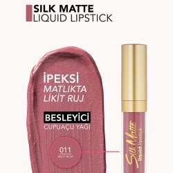 Flormar Sılk Matte Yüksek Pigmentli & Mat Bitişli Nemlendirici Likit Ruj - 011 Misty Rosy - 3