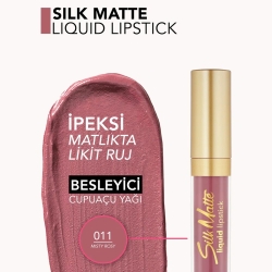 Flormar Sılk Matte Yüksek Pigmentli & Mat Bitişli Nemlendirici Likit Ruj - 011 Misty Rosy - 4