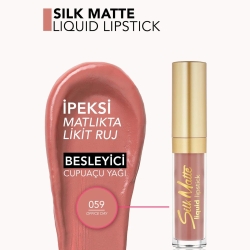 Flormar Silk Matte Yüksek Pigmentli & Mat Bitişli Nemlendirici Likit Ruj - 059 Office Day - 4