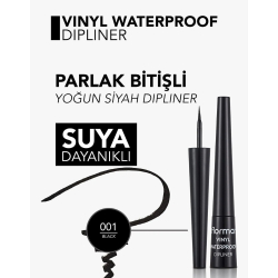 Flormar Suya Dayanıklı Parlak Dipliner Waterproof - 001 Black - 2