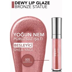 FlormarDewy Lip Glaze Parlak & Dolgun Görünüm Veren Yapışmayan Dudak Parlatıcısı - 005 Bronze Statue - 3