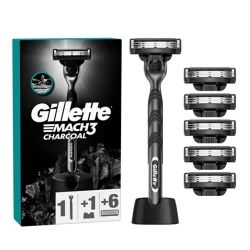 Gilette Mach 3 Charcoal Tıraş Makinesi 6'lı Yedek Başlık ve Stand - Gillette
