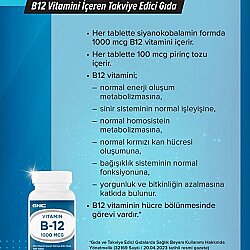 GNC Vitamin B12 1000 mcg- 100 Tablet - 4