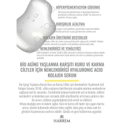 Harrem Bio Aging Yaşlanma Karşıtı Kuru ve Karma Ciltler için Nemlendirici Hyalüronik Asit Kolajen Serum 30ml - Harrem (1)