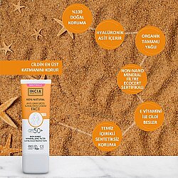Incia %100 Doğal SPF 50 Leke Karşıtı Yüz Güneş Kremi 30 ml - 7