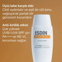 ISDIN Fotoultra 100 Active Unify Leke Karşıtı Güneş Kremi SPF 50+ 50ml - 3