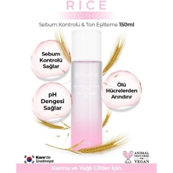 K-Lotus Beauty Sebum Dengeleyici Akne ve Komedon Karşıtı Cilt Tonu Eşitleme Etkili Rice Tonik 150ml - K-Lotus (1)