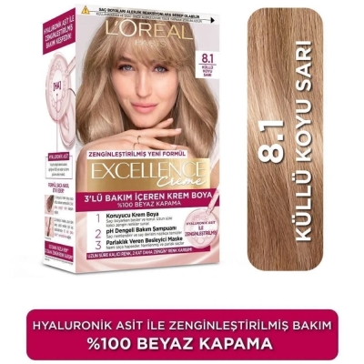 Loreal Paris Excellence Creme Saç Boyası 8.1 Küllü Koyu Sarı