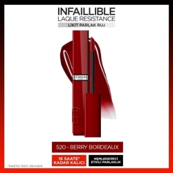 Loreal Paris Infaillible Laque Resistance Likit Parlak Ruj - 520 Berry Bordeaux