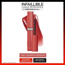 Loreal Paris Infaillible Laque Resistance Likit Parlak Ruj - 635 Worth It Medium