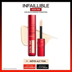Loreal Paris Skin Ink Gün Boyu Kapatıcı Fondöten - Nötr Alt Ton 15