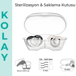 Mamajoo Ortodontik Black & Pearl Desenli İkili Gece & Gündüz Saklama ve Sterilizasyon Kutulu 12Ay+ Emzik - 3