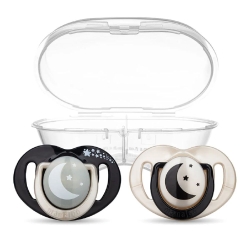 Mamajoo Ortodontik Black & Pearl Desenli İkili Gece & Gündüz Saklama ve Sterilizasyon Kutulu 12Ay+ Emzik - 5