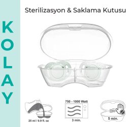 Mamajoo Powder Green Sterilizasyon & Saklama Kutulu Silikon Ortodontik İkili Emzik 0+Ay - 4