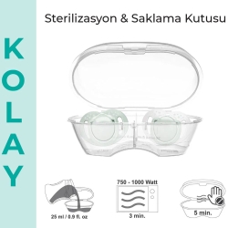 Mamajoo Sterilizasyon & Saklama Kutulu Powder Green Desenli İkili Ortodontik Emzik 12 Ay+ - 5